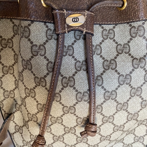 Authentic Gucci Vintage GG Web Supreme Coated Canvas Bucket Bag Shoulder Bag - Picture 2 of 12